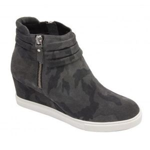 Paolo FRIEDA Zip-Up Wedge Bootie with Sneaker Bottom in Suede, Size 8 1/2